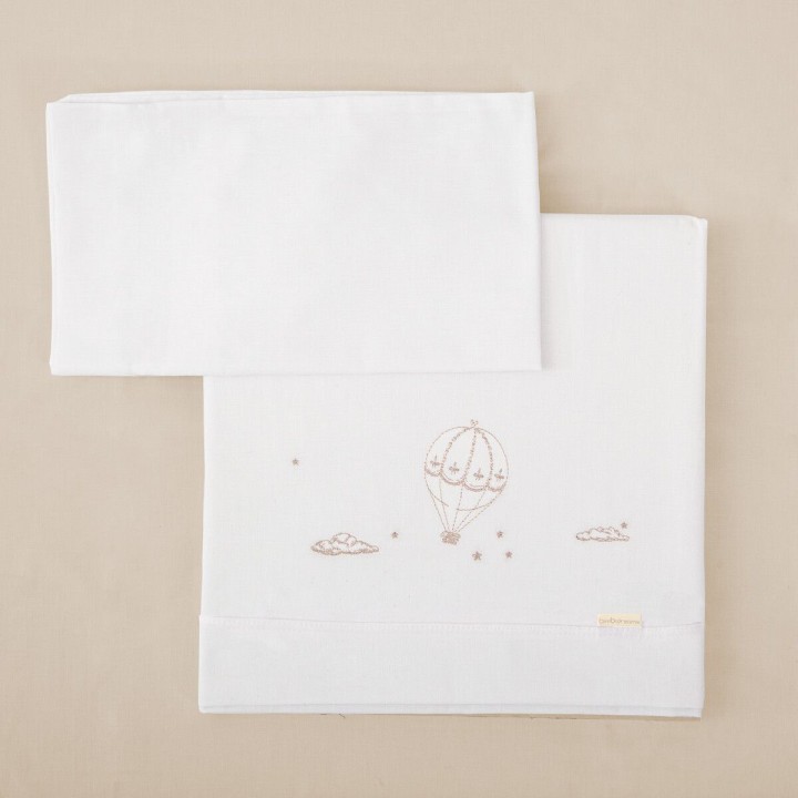 Tríptico de punto cuna mini 50x80 Noé (blanco/lino) de Bimbidreams