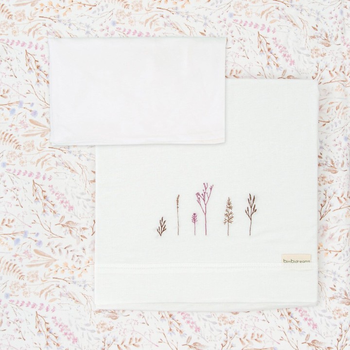 Tríptico de punto cuna mini 50x80 Niza (blanco/lila) de Bimbidreams