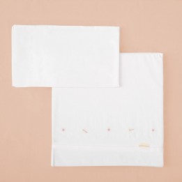 Tríptico de punto cuna mini 50x80 Dafne (blanco/rosa) de Bimbidreams