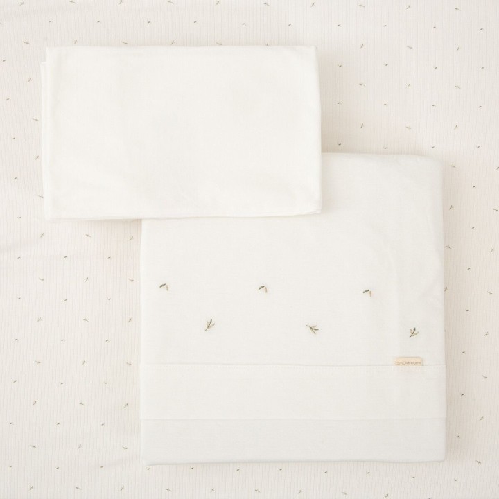 Tríptico de punto cuna mini 50x80 Cornelia (blanco/verde) de Bimbidrea