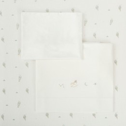 Tríptico de punto cuna mini 50x80 Blue Sky (blanco/verde) de Bimbidrea