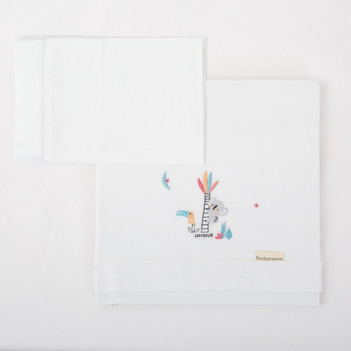Tríptico de punto cuna mini 50x80 Tucán (blanco/verde) de Bimbidreams