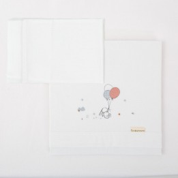 Tríptico de punto cuna mini 50x80 Jolie (blanco/rosa) de Bimbidreams