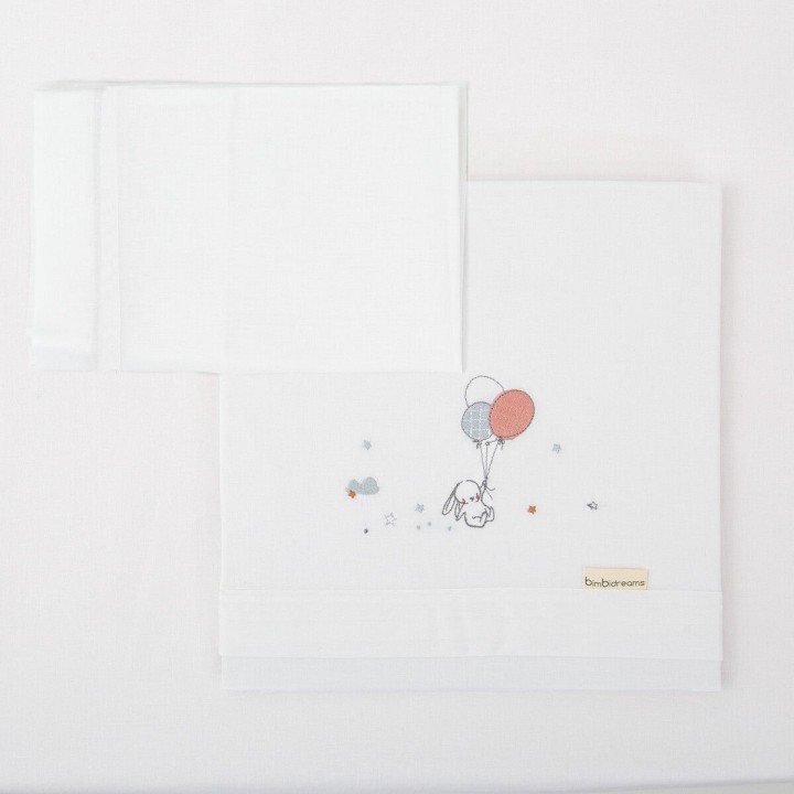 Tríptico de punto cuna mini 50x80 Jolie (blanco/rosa) de Bimbidreams