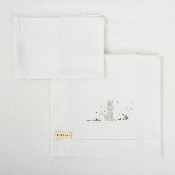 Tríptico de punto cuna mini 50x80 Campo (blanco/lino) de Bimbidreams