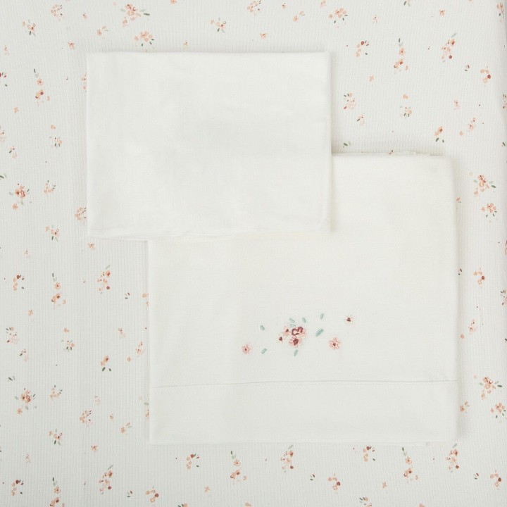 Tríptico de punto cuna mini 50x80 Monet (blanco/rosa) de Bimbidreams