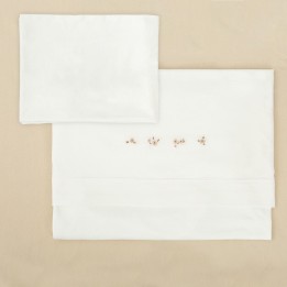 Tríptico de punto cuna mini 50x80 Anaís (blanco/lino) de Bimbidreams