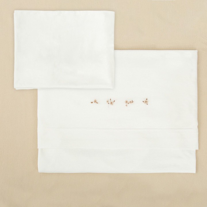 Tríptico de punto cuna mini 50x80 Anaís (blanco/lino) de Bimbidreams