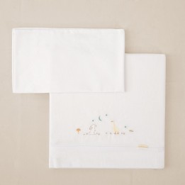 Tríptico de punto cuna 60x120 Happy Forest (blanco/lino) de Bimbidream