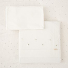 Tríptico de punto cuna 60x120 Cornelia (blanco/verde) de Bimbidreams