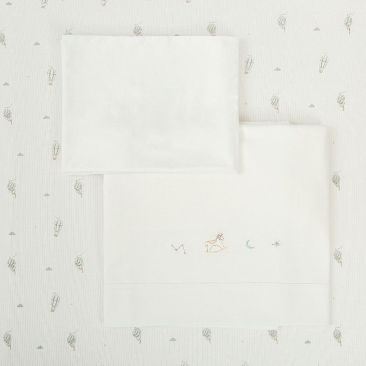 Tríptico de punto cuna 60x120 Blue Sky (blanco/verde) de Bimbidreams