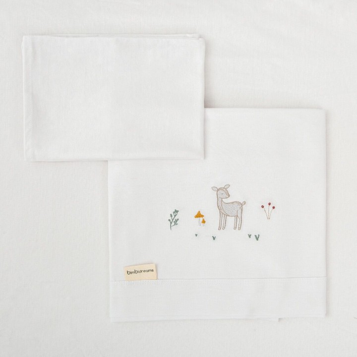 Tríptico de punto cuna 60x120 Deer (blanco/rosa) de Bimbidreams