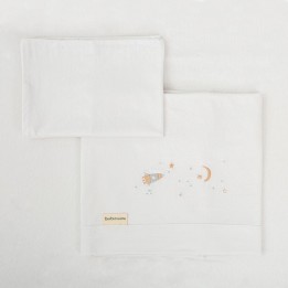 Tríptico de punto cuna 60x120 Orbit (blanco/azul) de Bimbidreams