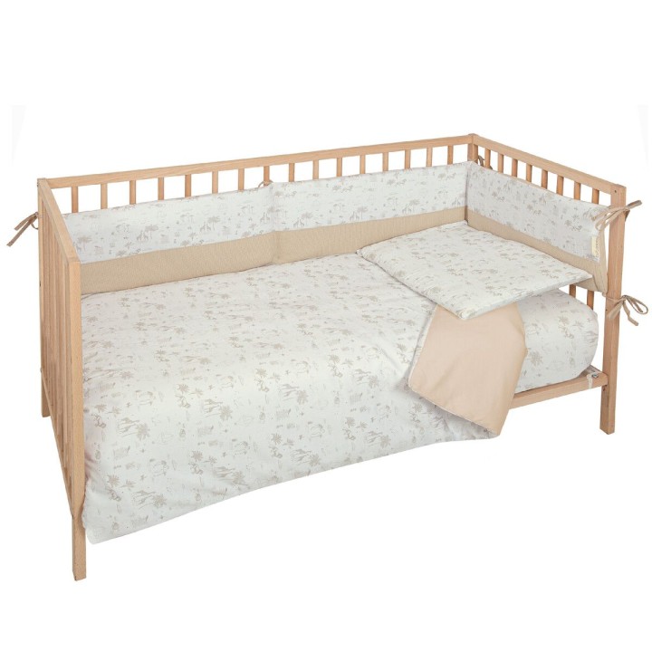 Set nórdico cuna 110x155 cm Noé (blanco/lino) de Bimbidreams