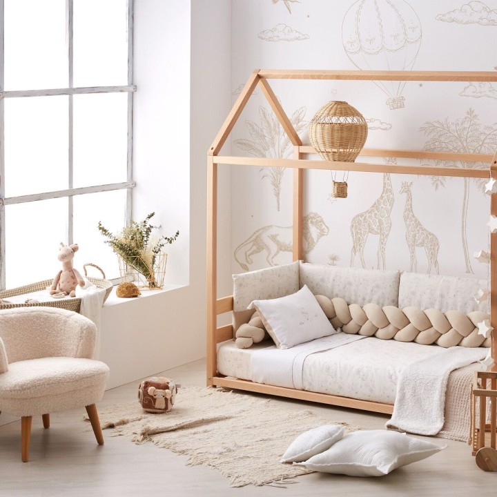 Set nórdico cuna 110x155 cm Noé (blanco/lino) de Bimbidreams