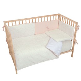Set nórdico cuna 110x155 cm Dafne (blanco/rosa) de Bimbidreams