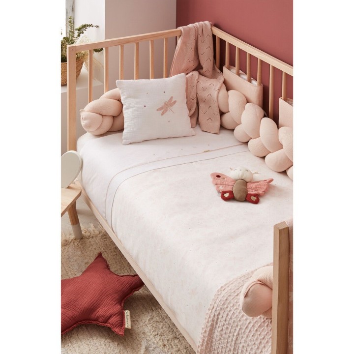 Set nórdico cuna 110x155 cm Dafne (blanco/rosa) de Bimbidreams