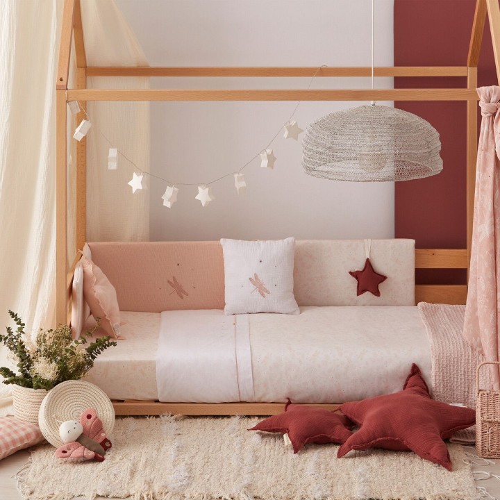 Set nórdico cuna 110x155 cm Dafne (blanco/rosa) de Bimbidreams